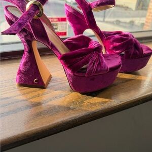 Sam Edelman Velvet Platform Heels - Fuchsia